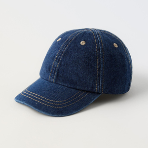 Casquette de baseball en denim 6 panneaux ajustée unisexe, chapeau décontracté avec logo brodé sur le pan droit, en coton lavé, couleur unie, taille adulte 58-60CM - Product Image 2