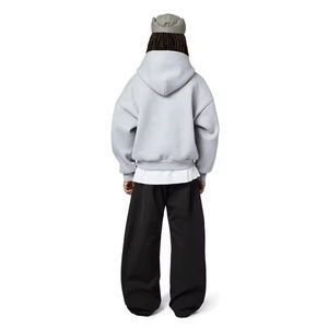Fabricants de vêtements à faible MOQ : Hoodies zippés personnalisés pour hommes, sur mesure, coupe oversize, épaules tombantes, vente en gros - Product Image 3