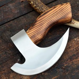 Hache à pizza de qualité industrielle, forgée à la main, sur mesure, style viking, avec manche en bois, acier au carbone, fourreau en cuir - Product Image 4