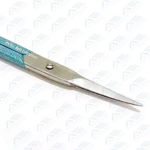Manicure Stainless Steel <b>Nail</b> Scissors for <b>Nails</b> and Eyebrows with Aqua Blue Glittery Design 4" Slim Scissors with Pointed Tip - Product Image 5