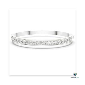 3.465 CT White <b>Gold</b> Round Lab Grown Diamond Channel <b>Set</b> <b>Bangle</b> Bracelet in 14K 18K Solid <b>Gold</b> - Product Image 5