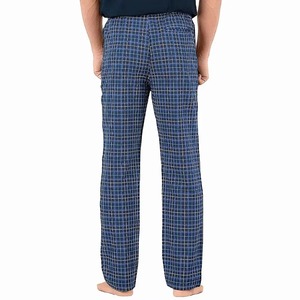Pantalon en molleton à carreaux bleu marine pour homme, décontracté, taille élastique, teint en fil, pour l'hiver - Product Image 2