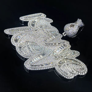 Colgante BOB con Letras Cristianas Completamente Engastado, Chapado en Oro de 14k, Joyería Hip Hop Personalizada, Moissanita VVS para Hombre, Regalo de Cumpleaños para Rapero - Product Image 4