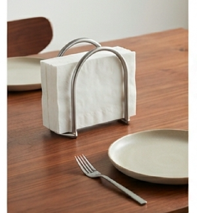Porte-serviettes en métal au design élégant, finition argentée, pour restaurants, hôtels, vaisselle de table et usage élégant lors des dîners - Product Image 2