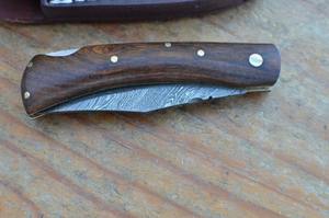Cuchillo de Acero de Damasco con Hoja de Punta Caída y Mango de Madera, Cuchillo de Caza de Borde Recto, Espesor de 0.6mm, Hoja Fija, Cuchillos de Bolsillo - Product Image 6