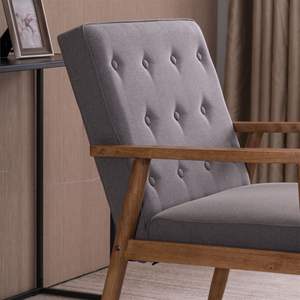 Retro Modern Wooden Single Chair (75 X 69 X 84)cm <b>Grey</b> <b>Fabric</b> by YJ for Living Room - Product Image 6