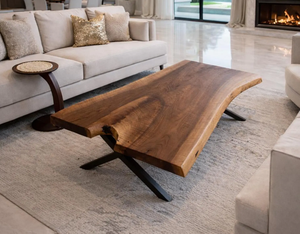 Classic Rectangle Metal & Mango Wood Modern Industrial Coffee Table with Drawer Storage for Living Room Decor - Product Image 5