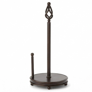 Porte-serviettes en papier noir avec base ronde en bois exquis, distributeur de rouleaux sur pied pour la cuisine et la restauration - Product Image 1