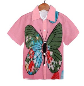 เสื้อเชิ้ตลำลองแขนสั้นพิมพ์ลายแมวน่ารักและดอกไม้สำหรับเด็กผู้ชายพร้อมปกแบบพับลง - Product Image 4