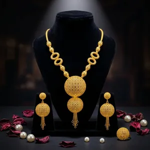 Novedad: Conjunto de Joyería de Latón Chapado en Oro de 18K para Mujer, Cadena de Eslabones de 18 Pulgadas, Collar Corto, Pendientes y Anillos de Moda - Product Image 5