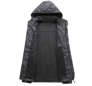 Veste coupe-vent pour homme, écologique, col montant, coupe régulière, en soie/coton, color block, vêtement d'extérieur pour l'hiver - Product Image 3