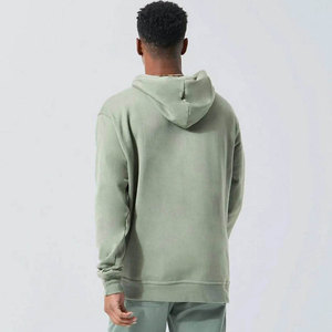 Sweat à capuche zippé vert pour homme, coupe oversize personnalisée, logo gaufré au dos, en molleton de coton, décontracté, pour l'automne, séchage rapide - Product Image 1