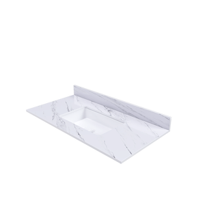 Top per Mobile Bagno in Marmo Bianco da 43 Pollici con 1 Foro Pre-Forato per Rubinetto, Top Rettangolare da Incasso MI - Product Image 2