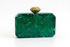 <b>Ivory</b> Resin <b>Clutch</b> <b>Bag</b> Swirl Pattern Crystal Floral Embellished Top Handle <b>Wedding</b> Purse Swirl pattern <b>wedding</b> purse - Product Image 5