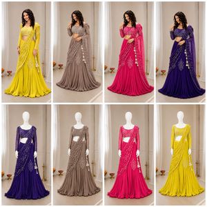Lehenga Choli en Soie Koti Indienne, Séchage Rapide, Gaufré, Design Fantaisie, Exclusif, pour Mariage, Saree, Dhoti, Tenue de Mariée, Plage et Fête - Product Image 5