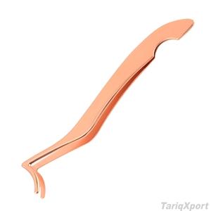 Professional Wide Tip Private <b>Label</b> False Eyelashes Tweezers Rose Gold Stainless Steel Eyelash <b>Applicator</b> for Salon - Product Image 4