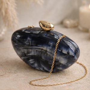 Elegante Bolso de Mano de Acrílico Negro con Forma Ovalada, Bolso de Noche Elegante para Mujer, para Ocasiones Especiales - Product Image 4
