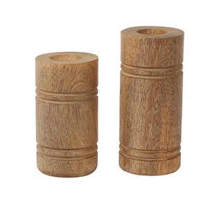 Ensemble de porte-bougies en bois, fait main, décoration rustique pour la maison, centre de table pour mariage - Product Image 6