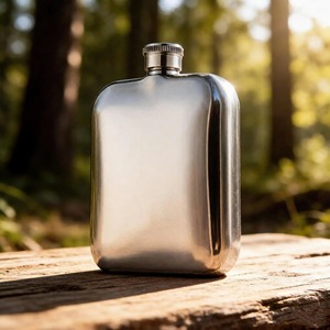 Gourde simple en métal argenté, idéale pour une utilisation en extérieur, pour le camping et les voyages, ou solution compacte et élégante pour transporter les boissons. - Product Image 4