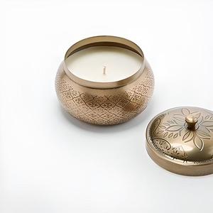 Bougeoir en métal gravé fait main élégant, bol décoratif, pot à bougie de luxe, décoration intérieure, décoration de mariage - Product Image 3