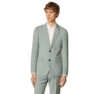 Hombres matrimonio Color azul cuello traje chaqueta pantalones chaleco masculino negocios Casual boda Blazers abrigo chaleco pantalones tres piezas - Product Image 1