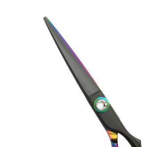 Ciseaux de coiffure haut de gamme, finition noire mate, détail de poignée arc-en-ciel, ciseaux de salon professionnels en acier inoxydable - Product Image 6