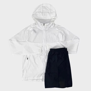 Wholesale Custom <b>Men's</b> <b>Summer</b> Solid Printed Breathable Windbreaker Tracksuit Two-Piece Short <b>Jacket</b> Jogger Set Zipper Cheap - Product Image 2