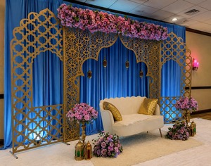 Baby Shower <b>Decor</b> Backdrop Laser Cut <b>Arches</b> Elegant Mughal Inspired Wooden <b>Arch</b> Backdrop With Floral <b>Decor</b> For Wedding Reception - Product Image 2