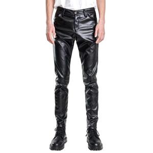 Pantalon en cuir véritable pour homme, coupe droite, taille mi-haute, imperméable, respirant, décontracté, style streetwear, logo personnalisé - Product Image 1