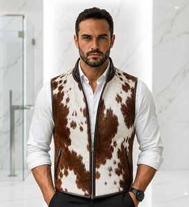 <b>Men's</b> Leather Motorcycle <b>Jacket</b> Hooded <b>Bomber</b> & Pilot Style Plaid Pattern <b>Summer</b> Casual Zipper Closure - Product Image 5