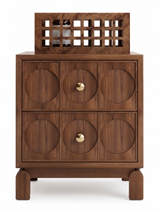 Mesa de Noche Moderna de Madera Marrón para Dormitorio con 2 Cajones y Estante Abierto - Product Image 1