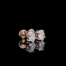 4ct Oval Lab Grown Diamond <b>Stud</b> Earrings: 14K Gold Solitaire, IGI Certified - Product Image 2