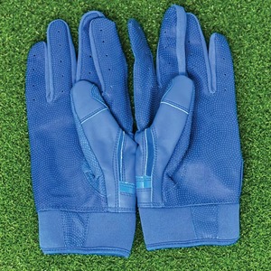 <b>Blue</b> Full Finger Baseball Batting Gloves Synthetic <b>Material</b> Breathable Hook And Loop Closure Right Handed Adult Size - Product Image 3