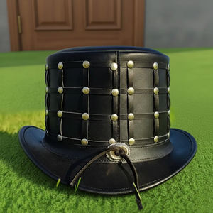 Chapeau haut de forme en cuir noir fait main de haute qualité, unisexe, style steampunk, style gothique, pour festival - Product Image 3