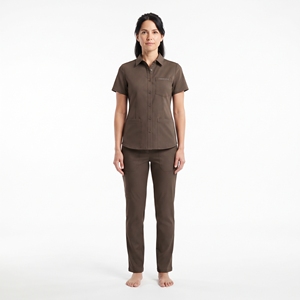 Blouse de travail médicale pour femmes, manches courtes, boutonnée, avec poches, légère et respirante, uniforme d'infirmière - Product Image 1