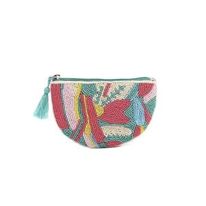 Monedero artesanal de cuentas bordadas con diseño floral, hecho a mano, con color y tamaño personalizables, material textil. - Product Image 5