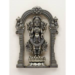 Superfino 9 \ "Escultura de latón Diosa de pie Lakshmi Colgante de pared Enmarcado Elegante obra de arte India - Product Image 1