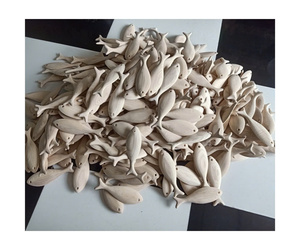 Figurine de poisson en bois artisanale du Vietnam, modèle de poisson en bois peint ou non peint, décoration côtière pour la maison - Product Image 1