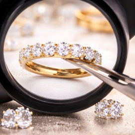 Anillos de Compromiso y Matrimonio Unisex de Plata de Ley Chapados en Oro de Lujo con Diamantes Naturales de Alta Calidad y Corte Brillante, Más Vendidos - Product Image 5