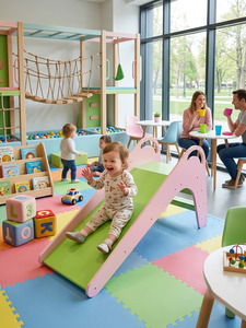 Tobogán Infantil de Madera para Interiores, Diseño Seguro en Azul y Amarillo - Product Image 5
