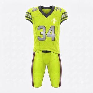 Uniforme de Fútbol Americano Amarillo para Hombre, Cuello en V, Secado Rápido, Transpirable, Impresión por Sublimación, Material 100% Poliéster, Alta Calidad - Product Image 2