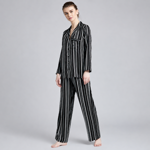 Conjunto de Pijama Premium para Mujer, Satinado, Estampado Animal, Cuello en V, Manga Larga, Cierre de Botones, Secado Rápido, Ropa de Dormir Suave, OEM - Product Image 4