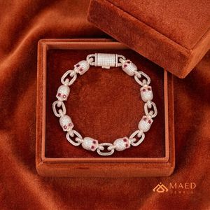 Bracelet en argent 925 plaqué or rose avec maillons tête de mort et moissanite pour homme – Cadeau d'anniversaire – Bijoux de créateur style hip-hop - Product Image 5