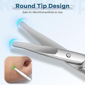 Ergonomic Design Nose Hair Scissors Stainless Steel Rounded Tip Safety Grooming <b>Tool</b> Precision Facial Hair Trimming Scissors - Product Image 2