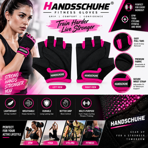 Cycling <b>Gloves</b> Black Pink Mesh Spandex Half Finger Hook & Loop Closure Unisex Adult Training Running <b>Fitness</b> <b>Gloves</b> - Product Image 5
