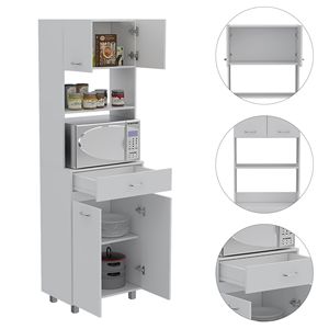 Mobile dispensa Pembrooke con 2 ripiani e 1 cassetto, bianco, per cucina - Product Image 3