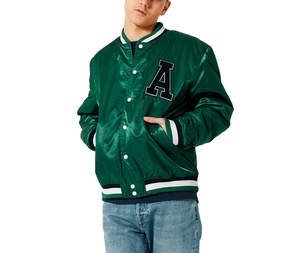 Chaqueta Varsity de Satén para Hombre, Estilo Urbano, Diseño de Béisbol, con Logotipo Bordado Personalizado, para Invierno - Product Image 1