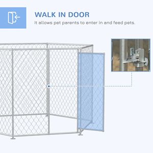 Recinto per Cani da Esterno 2,8m x 2,4m x 1,7m con Porta Bloccabile, Colore Argento, per Cani di Taglia Media e Grande - Disponibili Misure XXL, XL, X - Product Image 6