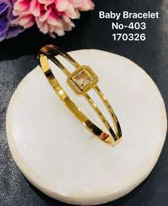 Bracelet pour bébé plaqué or avec pierre carrée en CZ, bracelet ajustable pour enfants, bijoux en acier inoxydable pour nourrissons, cadeau - Product Image 4