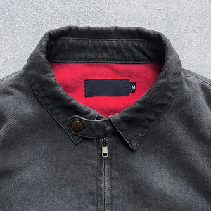 Chaqueta Bomber de Cuero PU Negra para Hombre, Cuello Camisero, Corte Holgado Informal, Acabado Lavado, Resistente al Viento, Estilo Retro, Manga Regular - Product Image 3